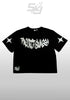T-shirt cropped nera fronte - cotone 300gsm - projectswaggy